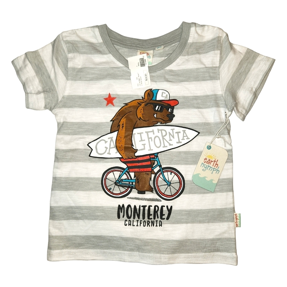 Earth Nymph Monterey California Bear Surf Kid Tee T-shirt child kid toddler 3 4